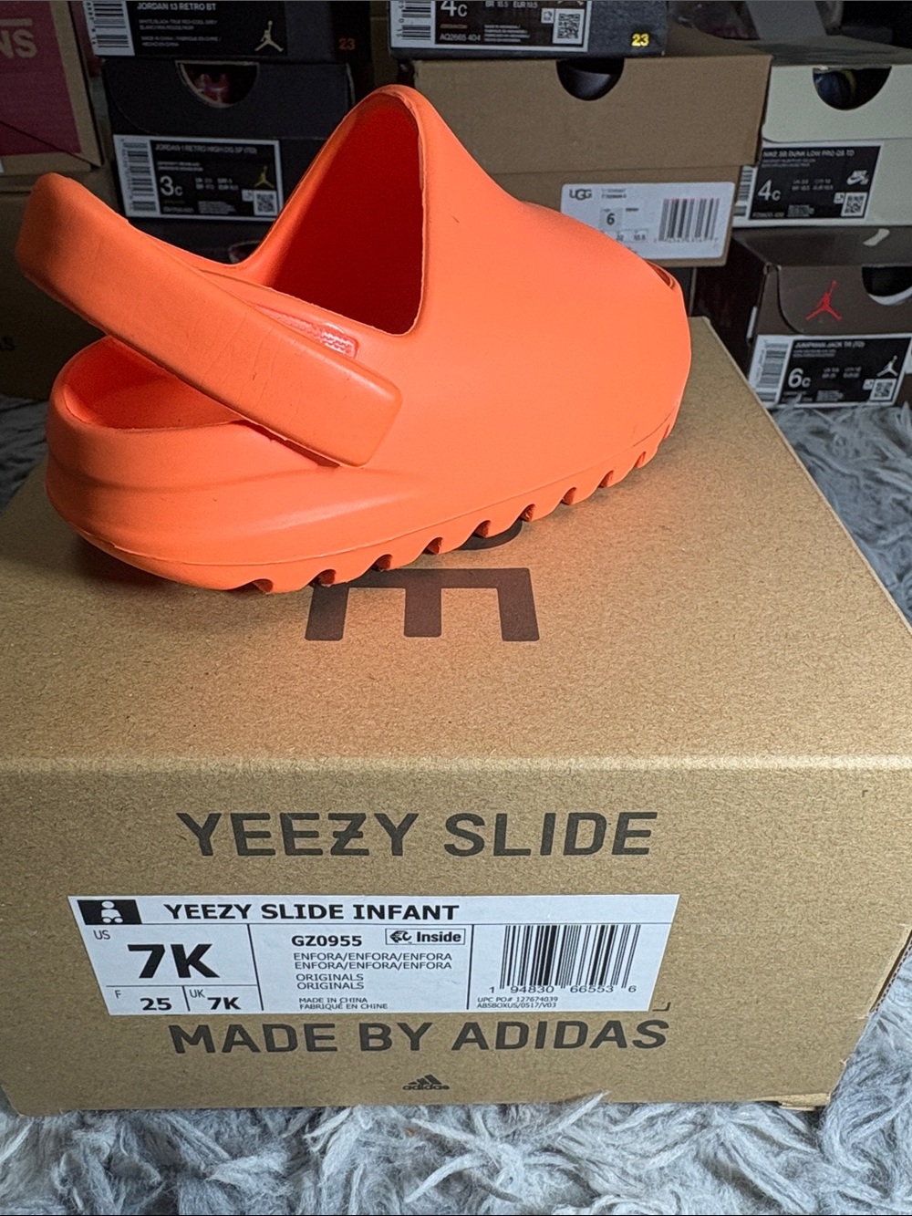 adidas Bright Orange Infant Slip-On Slide